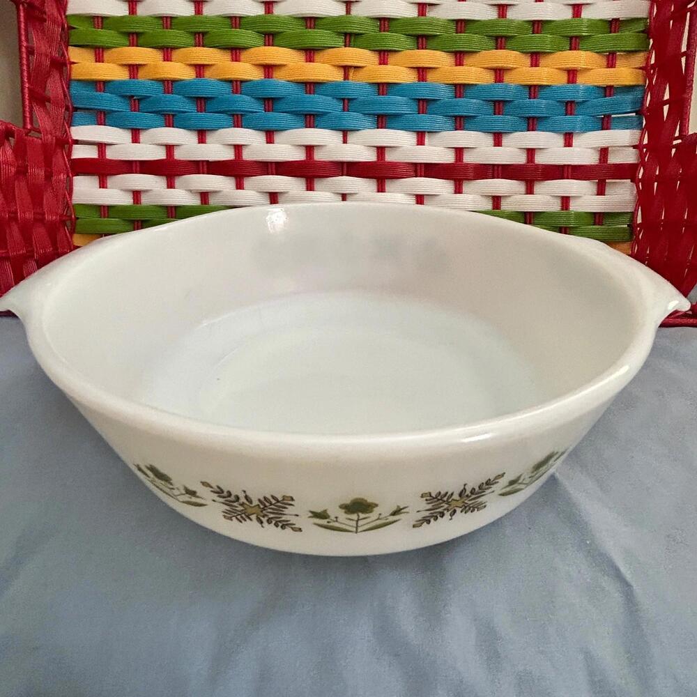 Vtg Anchor Hocking Fire‎ King #438 Green Meadow 2 Quart  Serving Casserole Dish
